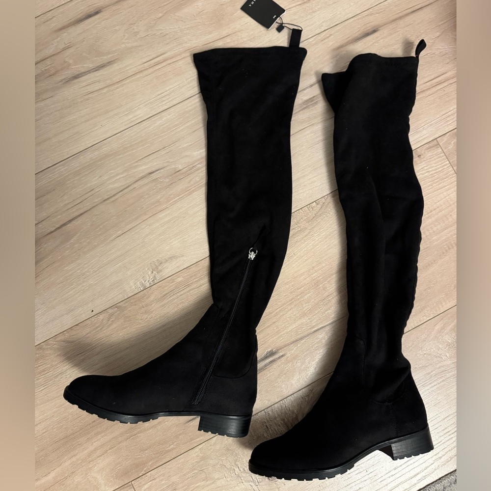 Zara thigh high faux suede boots size 36